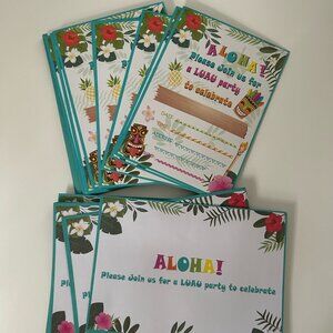 20 Hawaiian Theme Luau Party Invitations With Envelopes
